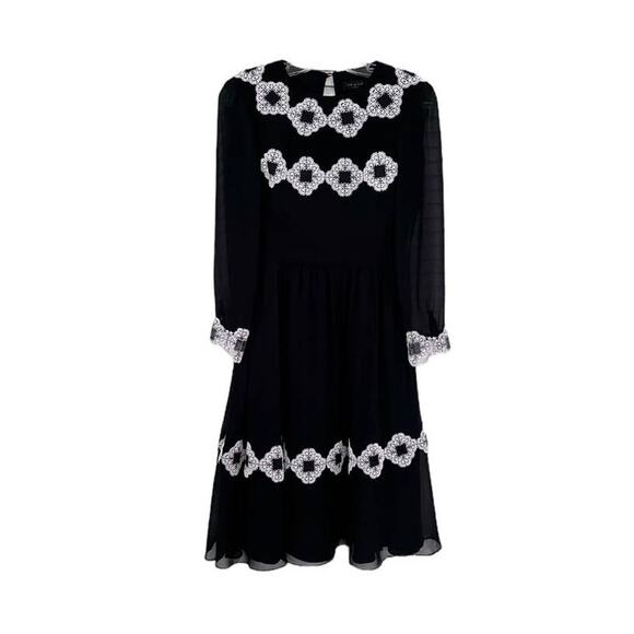 Ted Baker London AVIANAH Applique midi skater dress Lace Trim Fit Flare 1 USA 4 - Picture 5 of 16
